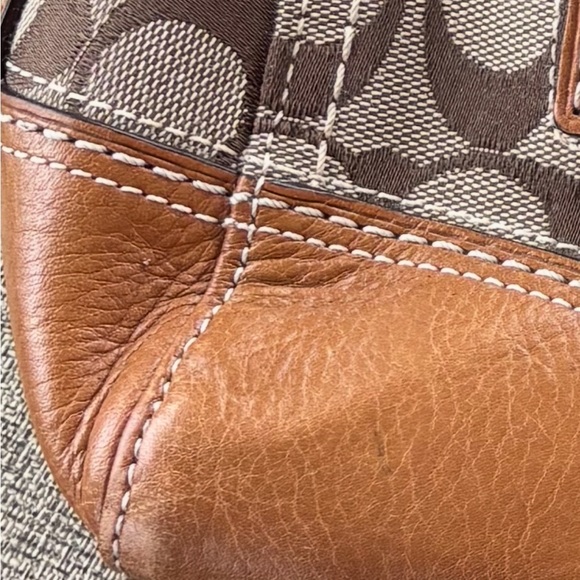 Coach Tan and Brown Signature Satchel - Picture 11 of 12